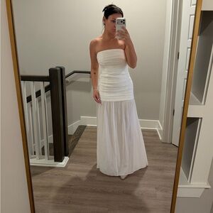 SER.O.YA Strapless White Maxi Dress